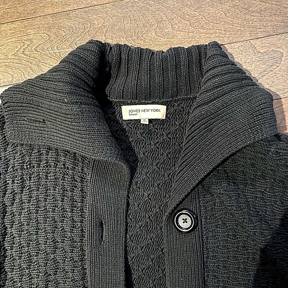 Knee- length Knit Black Cardigan - Picture 5 of 5